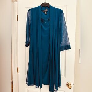 R&M Richards Teal Dress with Sequin Detail